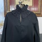 Tuckernuck Ruffle Neck Black Bouvier Classic Old Money Preppy Blouse Sz L 🧡🎀 Photo 5