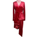 New York & Company Red Pink Short Velvet Mini Dress Size Small NEW Long Sleeve Photo 1