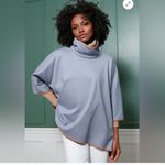 Tuckernuck NWT  Slate Blue Leather Trim Funnel Piper Poncho One Size Photo 1