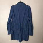 K/lab  patched long sleeve button down denim romper size large Photo 11