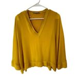 ZARA  3/4 Sleeve V-Neck Batwing Blouse Loose Fit Yellow Women's Size Medium Photo 2