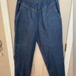 American Sweetheart vintage elastic waist dark wash pull on jeans w/pockets Sz L Blue Photo 0