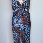 Jonathan Simkhai Standard Eliza leopard print cutout satin midi slip dress large Photo 7
