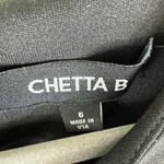 Chetta B Black Cap Sleeve Round Neck Faux Wrap Knee Length Jersey Knit Dress 6 Photo 4