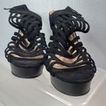 Top Moda  11 Caged Strap Inside Zip Platform Heels Shoes in Black Photo 4