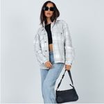 Princess Polly  Brielle Denim Grey and Beige Plaid Jacket Size 12 New with tag Photo 1