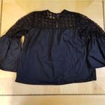 Who What Wear  Crochet Lace Blouse with Bell Sleeves Black XS Photo 4