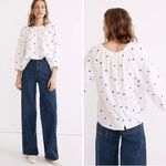 Madewell NEW‎  Embroidered Lightspun Wide-Neck Cuffed-Sleeve Top, XS Photo 1