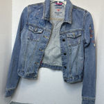 Hollister Y2K Denim Jacket Distressed Graffiti Women’s Small Photo 0