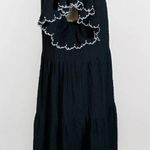 Who What Wear black dress size M embroidered edge sleeves Photo 7