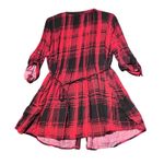 American Rag  Plaid Long Shirt/Mini Dress Womens Large Red Black Tie Waist Casual Photo 2