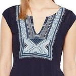 Lucky Brand NWT  Embroidered Top Blouse Sz XL Blue Western Aztec Flowy Tank Photo 0