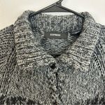 EXPRESS Striped Black/Grey Mohair/Wool Long Sleeve Belted Sweater Dress Large Photo 6