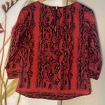 The Limited  Red Black Snakeskin Print Top Fall Halloween Gold Zipper Date Night Goth Photo 2