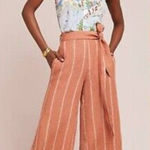 Anthropologie  Orange Striped Portia Linen Wide Leg Tie Waist Pants‎ Photo 0