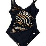 Anita Classix | Black Tan Zebra Print One Piece Swimsuit Size 12 Photo 0
