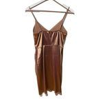 Lulus Rose Gold Metallic Bodycon Dress Small Faux Wrap Formal Y2K Glam Photo 1
