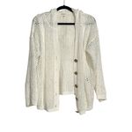 POL Open Knit Hooded Long Sleeve Boho Loose Fit Ivory Cardigan SMALL Photo 1