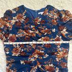Veronica Beard  Dress Hedera Ruched Silk Ruffle Mini Floral Electric Blue Sz 16 Photo 10