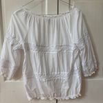 Old Navy  Peasant 100% Cotton White Ruffled Tie Front Blouse‎ Crochet Size Large Photo 5