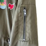 Kendall + Kylie  Bomber Jacket Khaki Green Babe Patches Zip Front Women's SZ M Photo 5
