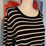 Karl Lagerfeld  Top Crewneck Mock Layer Striped Crimson Black Sweater Size L Photo 1