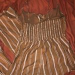 LUNIK  pinstripe brown jumpsuit with 3/4 length pants size Medium Photo 2