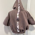 Free People Movement Dusty Brown Cropped Short Sleeve Boxy Hoodie. Size M Photo 1