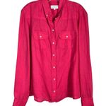 Alain Figaret Hot Pink 100% Linen Button Down Long Sleeve Collared Shirt 42 Photo 0