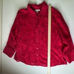 Coldwater Creek Floral Burnout Button Up Shirt Sz PXL Fuchsia Romantic Textured Photo 8