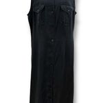 LL Bean Size 16 Black 100% Linen Sleeveless Maxi Shirt Dress Classic Capsule Photo 1