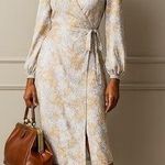 Tinsel Midi Wrap Midi Dress Snake Print Neutral Tones Petite LG Feminine Career Gray Size undefined Photo 1