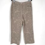 Tahari  Women’s Floral Embroidered Ankle Pants Beige Size 10‎ Nylon Rayon Hi rise Photo 2