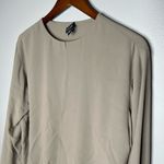 Eileen Fisher beige tan "stone" split front 100% silk open front shirt large Photo 1