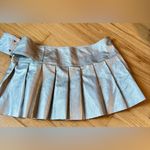 SheIn  Ele Petrella Faux Leather Silver Pleated Slit Buckle Micro Mini Skirt S Photo 2