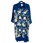 Rumisu 100% Silk Midi Shirt Dress Expedition African Collection Small/Medium Blue Photo 12