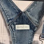 Happily Grey Overalls Medium Wash Denim Raw Hem Women’s Size 1/25 30” Inseam Blue Photo 8