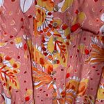 Anthropologie Vera for  Floral Sleeveless‎ Top Womens Medium Orange Pintucked Photo 4