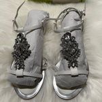 Ted Baker LONDON Flat Sandals Size 8 .5 Embellished Rhinestones White Silver Photo 1