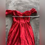 STACEES Red Hot Silky Formal Mini Dress Corset Off Shoulder Designer Sz 0 EUC Photo 6