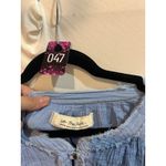 We The Free People Blue Cotton Gauze Long Sleeve Frayed Hem Button Down Top Photo 4