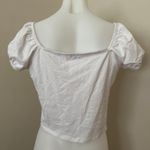 Garage Off The Shoulder Puff Sleeve Crop Top in White, Medium Photo 3