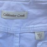 Coldwater Creek  Capri Pants Sz 12 Tie Bottoms White Koi Fish Coastal Stretch Photo 6