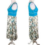 Chaudry Dress Medium Lightweight Summer Midi Sleeveless Dress Teal Floral New Photo 3