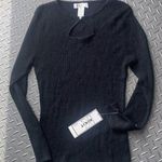 cutout detail sweater y2k knit size m nwt spring cutout boho classic casual Black Size M Photo 0