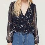 Urban Outfitters  Floral daisy V Neck Peplum Blouse Small Photo 0