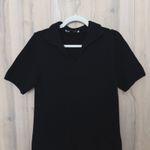 ZARA  Womens Sweater Dress Size M Black Knit Short Sleeve Minimalist Chic Classic Photo 2