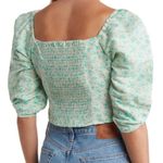 Levi's Women's Yvie Puff 3/4 Sleeve Cropped Blouse - Electric Green Floral Photo 3