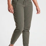 Athleta  Trekkie North Olive Green Stretch Jogger Pants with Drawstring Size 4 Photo 0