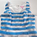 Lilly Pulitzer Lilly‎ Pulitzer Blue Stripe Floral Embroidery Sleeveless Flare Joslin Dress Sz 6 Photo 7